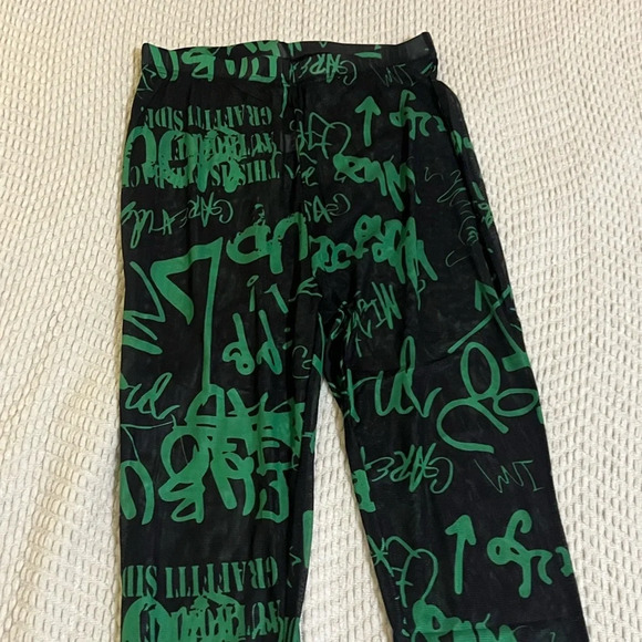 🖤 NEW Stylish Women's Long Sleeves Boat Neck Print Mesh Jumpsuit 2pcs🖤 - Picture 5 of 6